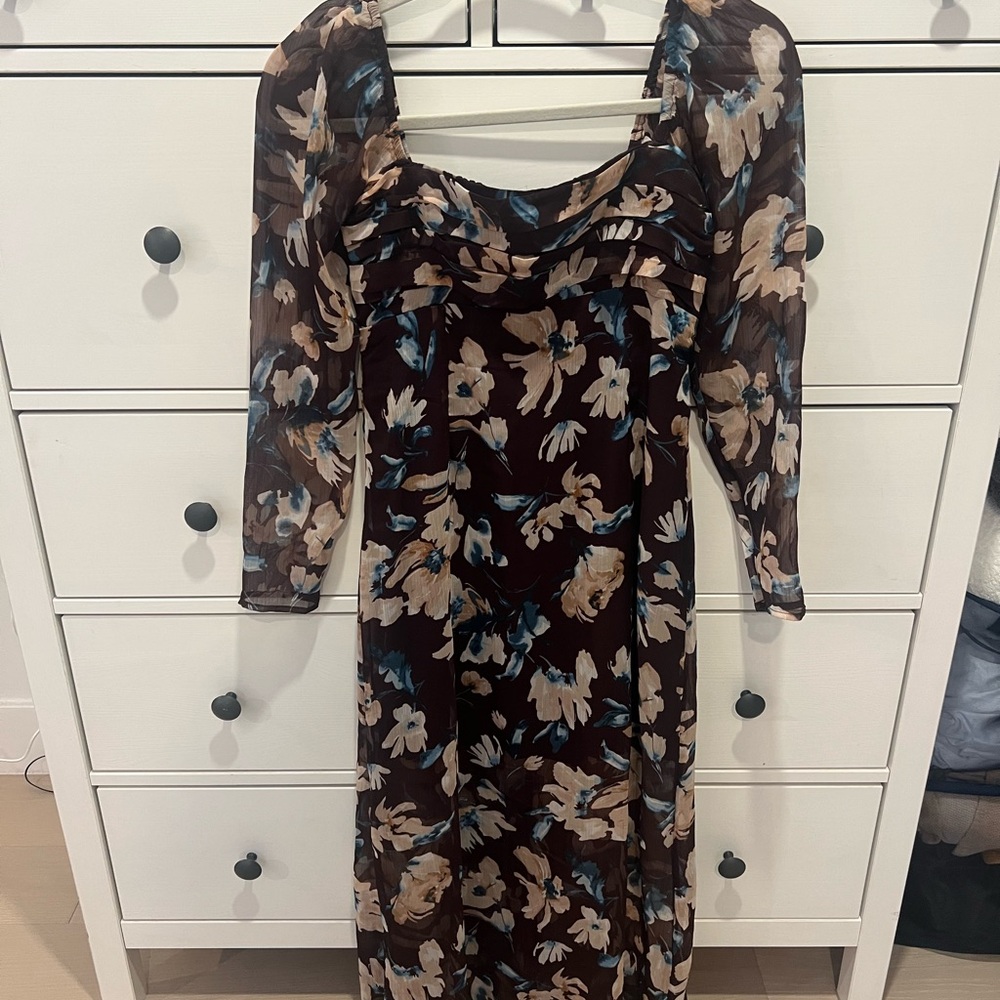 Emerson Chiffon Long Sleeve Midi Dress